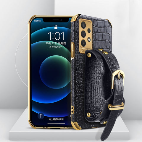 Electroplated TPU Crocodile Pattern Leather Case with Wrist Strap, For Samsung Galaxy A02, For Samsung  Galaxy A02s (EU Version), For Samsung Galaxy A12, For Samsung Galaxy A21S, For Samsung Galaxy A32 4G, For Samsung Galaxy S20 FE                     ...