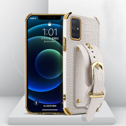 Electroplated TPU Crocodile Pattern Leather Case with Wrist Strap, For Samsung Galaxy A02, For Samsung  Galaxy A02s (EU Version), For Samsung Galaxy A12, For Samsung Galaxy A21S, For Samsung Galaxy A32 4G, For Samsung Galaxy S20 FE                     ...