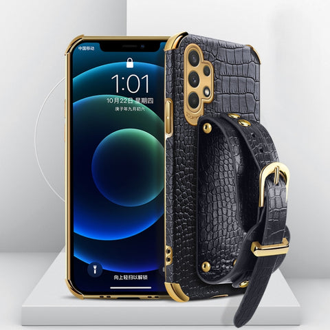 Electroplated TPU Crocodile Pattern Leather Case with Wrist Strap, For Samsung Galaxy A02, For Samsung  Galaxy A02s (EU Version), For Samsung Galaxy A12, For Samsung Galaxy A21S, For Samsung Galaxy A32 4G, For Samsung Galaxy S20 FE                     ...
