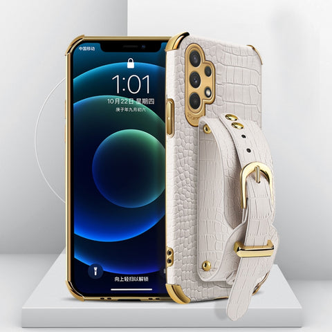 Electroplated TPU Crocodile Pattern Leather Case with Wrist Strap, For Samsung Galaxy A02, For Samsung  Galaxy A02s (EU Version), For Samsung Galaxy A12, For Samsung Galaxy A21S, For Samsung Galaxy A32 4G, For Samsung Galaxy S20 FE                     ...