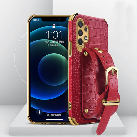 Electroplated TPU Crocodile Pattern Leather Case with Wrist Strap, For Samsung Galaxy A02, For Samsung  Galaxy A02s (EU Version), For Samsung Galaxy A12, For Samsung Galaxy A21S, For Samsung Galaxy A32 4G, For Samsung Galaxy S20 FE                     ...