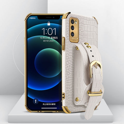 Electroplated TPU Crocodile Pattern Leather Case with Wrist Strap, For Samsung Galaxy A02, For Samsung  Galaxy A02s (EU Version), For Samsung Galaxy A12, For Samsung Galaxy A21S, For Samsung Galaxy A32 4G, For Samsung Galaxy S20 FE                     ...