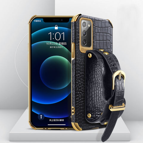 Electroplated TPU Crocodile Pattern Leather Case with Wrist Strap, For Samsung Galaxy A02, For Samsung  Galaxy A02s (EU Version), For Samsung Galaxy A12, For Samsung Galaxy A21S, For Samsung Galaxy A32 4G, For Samsung Galaxy S20 FE                     ...