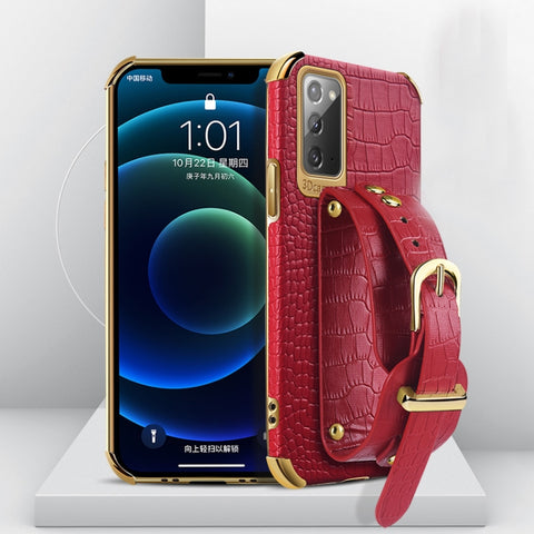Electroplated TPU Crocodile Pattern Leather Case with Wrist Strap, For Samsung Galaxy A02, For Samsung  Galaxy A02s (EU Version), For Samsung Galaxy A12, For Samsung Galaxy A21S, For Samsung Galaxy A32 4G, For Samsung Galaxy S20 FE                     ...