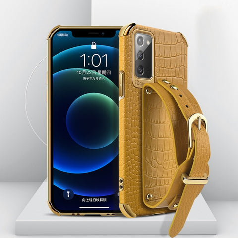 Electroplated TPU Crocodile Pattern Leather Case with Wrist Strap, For Samsung Galaxy A02, For Samsung  Galaxy A02s (EU Version), For Samsung Galaxy A12, For Samsung Galaxy A21S, For Samsung Galaxy A32 4G, For Samsung Galaxy S20 FE                     ...