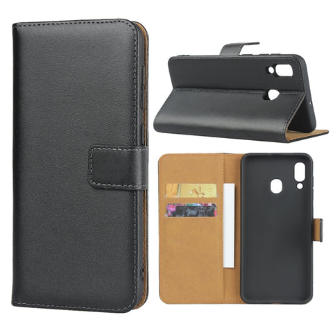 Leather Horizontal Flip Holster for Samsung Galaxy A30/A20 with Magnetic Clasp and Bracket and Card Slot and Wallet, For Galaxy A30