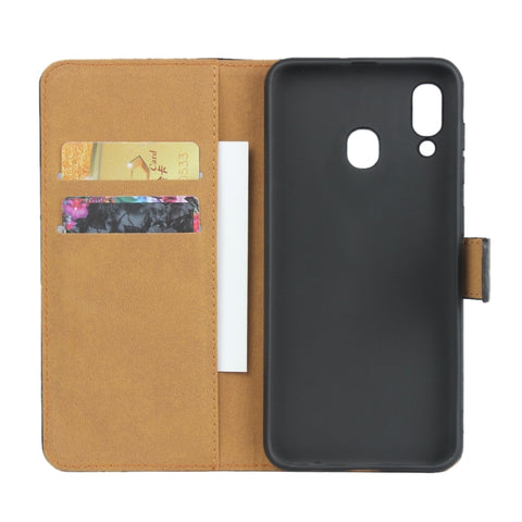 Leather Horizontal Flip Holster for Samsung Galaxy A30/A20 with Magnetic Clasp and Bracket and Card Slot and Wallet, For Galaxy A30
