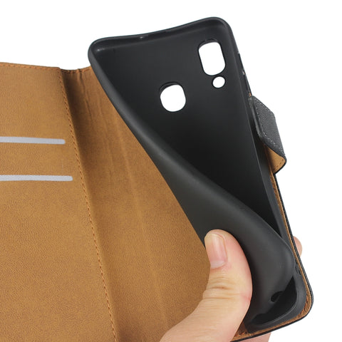 Leather Horizontal Flip Holster for Samsung Galaxy A30/A20 with Magnetic Clasp and Bracket and Card Slot and Wallet, For Galaxy A30