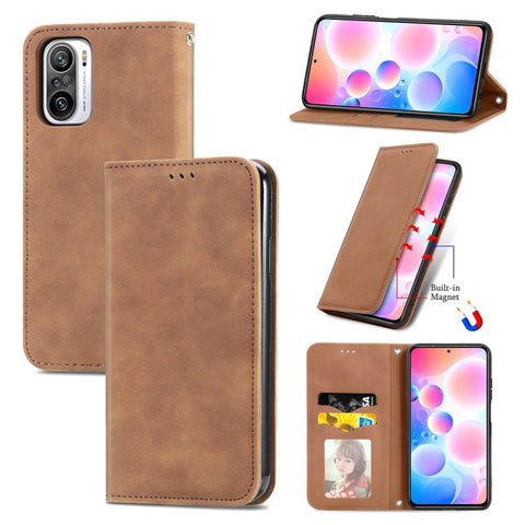Retro Skin Feel Business Magnetic Horizontal Flip Leather Case With Holder & Card Slots & Wallet & Photo Frame, For Redmi Note 10 Pro, For Xiaomi Mi 11 Lite, For Xiaomi Mi 10S, For Xiaomi Redmi Note10 5G, For Xiaomi Redmi K40, For OPPO Reno5 Pro+ 5G   ...