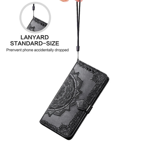 Halfway Mandala Embossing Pattern Horizontal Flip Leather Case with Holder & Card Slots & Wallet & Lanyard, For Galaxy S21 FE