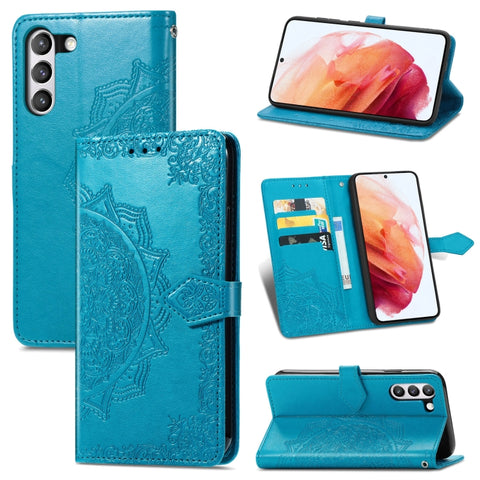 Halfway Mandala Embossing Pattern Horizontal Flip Leather Case with Holder & Card Slots & Wallet & Lanyard, For Galaxy S21 FE