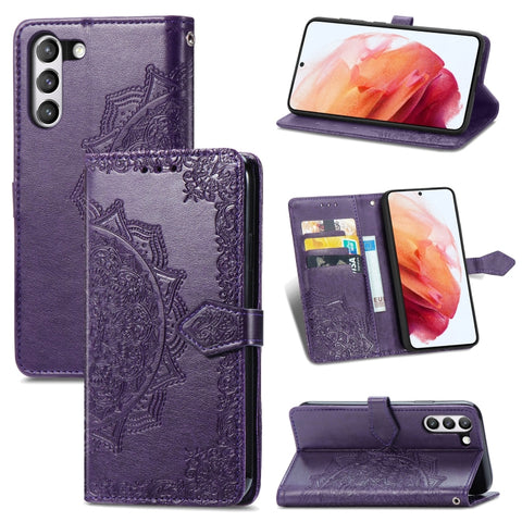 Halfway Mandala Embossing Pattern Horizontal Flip Leather Case with Holder & Card Slots & Wallet & Lanyard, For Galaxy S21 FE