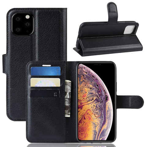 Litchi Skin PU Leather Wallet Stand Mobile Casing for iPhone XI Max （2019）