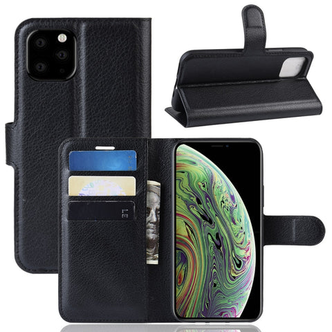 Litchi Skin PU Leather Wallet Stand Mobile Casing for iPhone XI (2019)