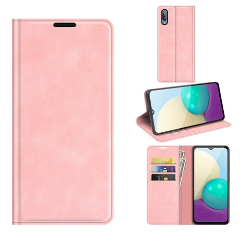 For Samsung Galaxy A02 / M02 Retro-skin Business Magnetic Suction Leather Case with Holder & Card Slots & Wallet, For Galaxy A02