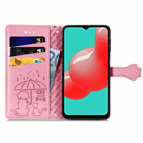 Cute Cat and Dog Embossed Horizontal Flip Leather Case with Holder & Card Slots & Wallet & Crossbody Lanyard & Card Cover, For Samsung Galaxy A32 4G, For Samsung Galaxy A32 5G, For Samsung Galaxy A22 4G, For Samsung Galaxy A22 5G                       ...