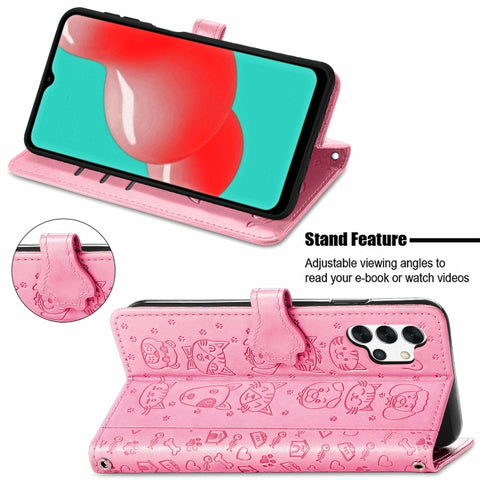 Cute Cat and Dog Embossed Horizontal Flip Leather Case with Holder & Card Slots & Wallet & Crossbody Lanyard & Card Cover, For Samsung Galaxy A32 4G, For Samsung Galaxy A32 5G, For Samsung Galaxy A22 4G, For Samsung Galaxy A22 5G                       ...