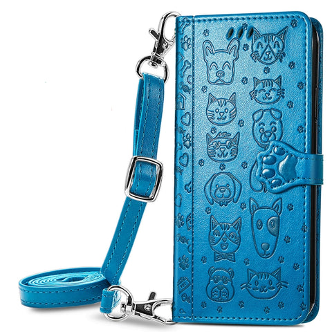 Cute Cat and Dog Embossed Horizontal Flip Leather Case with Holder & Card Slots & Wallet & Crossbody Lanyard & Card Cover, For Samsung Galaxy A32 4G, For Samsung Galaxy A32 5G, For Samsung Galaxy A22 4G, For Samsung Galaxy A22 5G                       ...