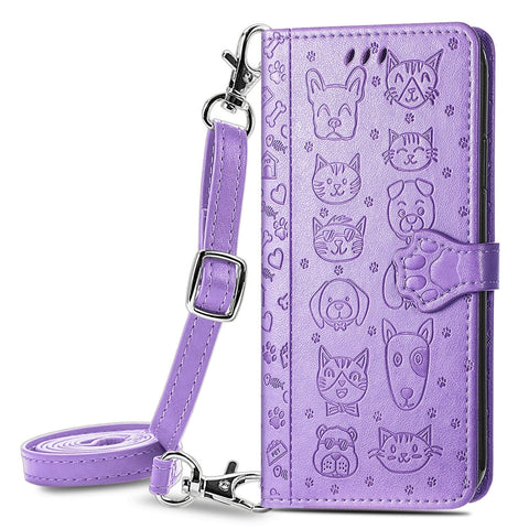 Cute Cat and Dog Embossed Horizontal Flip Leather Case with Holder & Card Slots & Wallet & Crossbody Lanyard & Card Cover, For Samsung Galaxy A32 4G, For Samsung Galaxy A32 5G, For Samsung Galaxy A22 4G, For Samsung Galaxy A22 5G                       ...