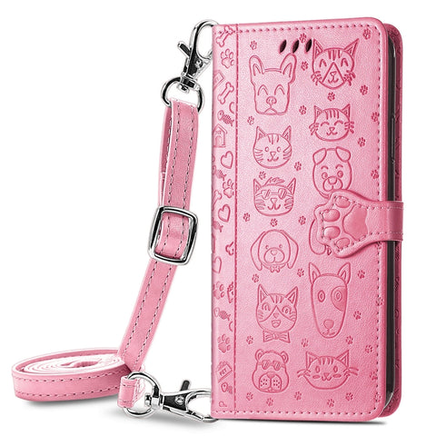Cute Cat and Dog Embossed Horizontal Flip Leather Case with Holder & Card Slots & Wallet & Crossbody Lanyard & Card Cover, For Samsung Galaxy A32 4G, For Samsung Galaxy A32 5G, For Samsung Galaxy A22 4G, For Samsung Galaxy A22 5G                       ...