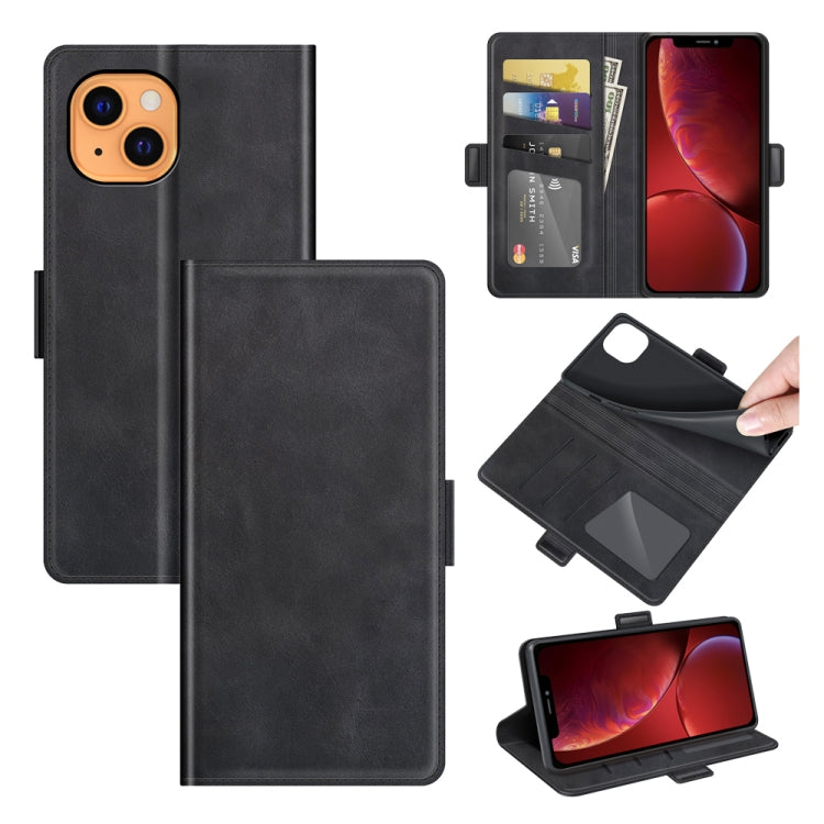 Dual-side Magnetic Buckle Horizontal Flip Leather Case with Holder & Card Slots & Wallet for iPhone 13