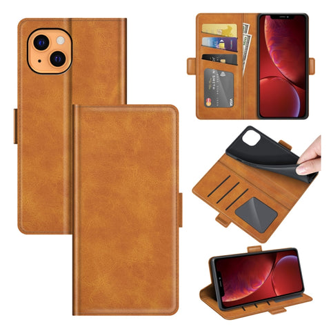 Dual-side Magnetic Buckle Horizontal Flip Leather Case with Holder & Card Slots & Wallet for iPhone 13