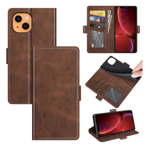Dual-side Magnetic Buckle Horizontal Flip Leather Case with Holder & Card Slots & Wallet for iPhone 13