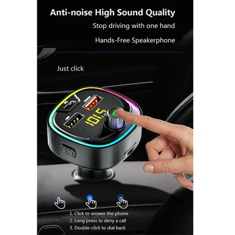 BT08D FM Transmitter Hands-free Car Kit MP3 Audio Player with QC3.0 + PD18W 5A Auto Fast Charger FM Modulator, BT08D