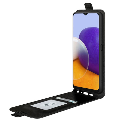 For Samsung Galaxy A22 5G R64 Texture Single Vertical Flip Leather Protective Case with Card Slots & Photo Frame, For Galaxy A22 5G