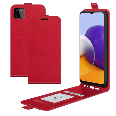For Samsung Galaxy A22 5G R64 Texture Single Vertical Flip Leather Protective Case with Card Slots & Photo Frame, For Galaxy A22 5G