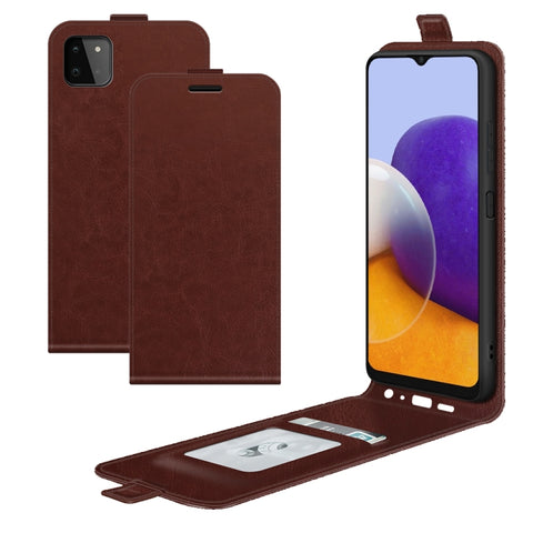For Samsung Galaxy A22 5G R64 Texture Single Vertical Flip Leather Protective Case with Card Slots & Photo Frame, For Galaxy A22 5G