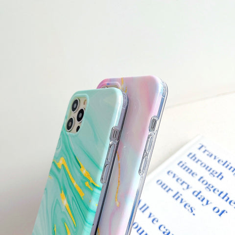 Thickened TPU Glazed Marble Mobile Phone Case, For iPhone 12 Pro Max, For iPhone 12 / 12 Pro, For iPhone 12 mini, For iPhone 11 Pro Max, For iPhone 11 Pro, For iPhone 11
