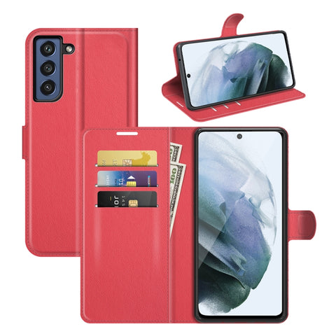 For Galaxy S21 FE Litchi Texture Horizontal Flip Protective Case with Holder & Card Slots & Wallet, For Galaxy S21 FE