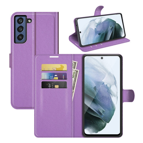 For Galaxy S21 FE Litchi Texture Horizontal Flip Protective Case with Holder & Card Slots & Wallet, For Galaxy S21 FE