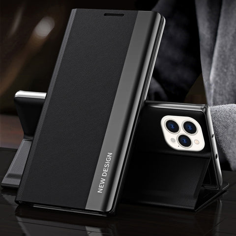 Side Electroplated Magnetic Ultra-Thin Horizontal Flip Leather Case with Holder, For iPhone 13 Pro Max, For  IPhone 13 Pro, For iPhone 13, For iPhone 13 mini