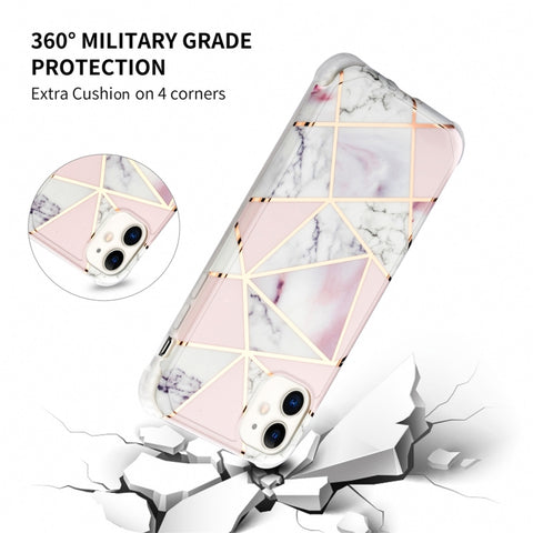 Electroplating Matching Marble IMD Four-Corner TPU Shockproof Case, For iPhone 13 Pro Max, For iPhone 13 Pro, For iPhone 13, For iPhone 13 mini