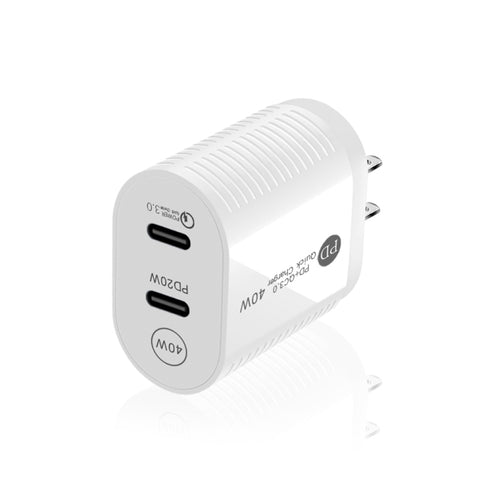 40W Dual Port PD / Type-C Fast Charger for iPhone / iPad Series, US Plug, US Plug