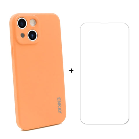 Hat-Prince ENKAY Liquid Silicone Shockproof Protective Case Drop Protection Cover + 9H Tempered Glass Screen Protector for iPhone 13