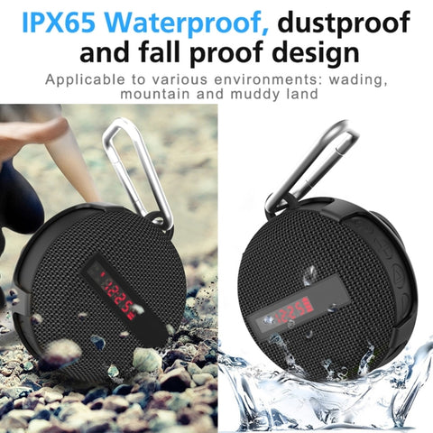 BT368 LED Digital Display Bluetooth Speaker Outdoor Portable IPX65 Waterproof Support Hands-free / TF Card