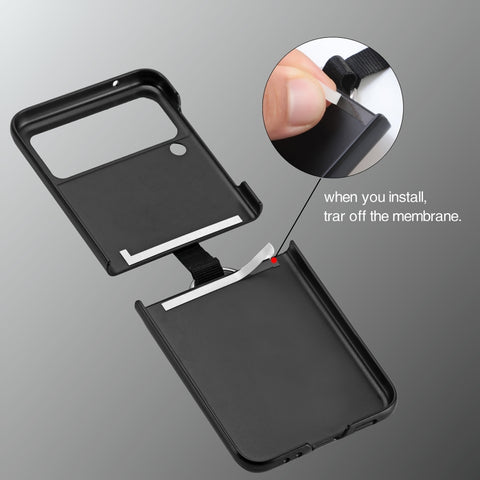 Litchi Pattern Folding Phone Case with Ring Buckle, For Samsung Galaxy Z Flip3 5G
