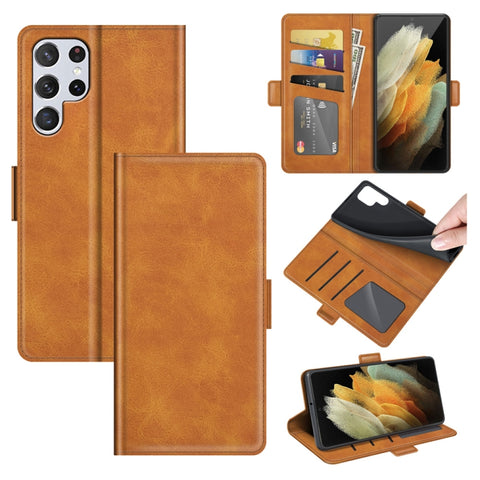 For Samsung Galaxy S22 Ultra 5G Dual-side Magnetic Buckle Horizontal Flip Leather Case with Holder & Card Slots & Wallet, For Samsung Galaxy S22 Ultra 5G