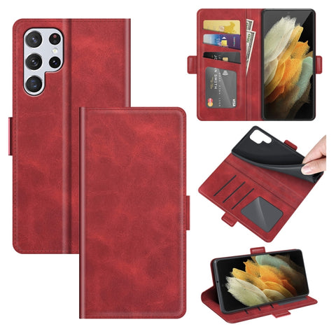 For Samsung Galaxy S22 Ultra 5G Dual-side Magnetic Buckle Horizontal Flip Leather Case with Holder & Card Slots & Wallet, For Samsung Galaxy S22 Ultra 5G