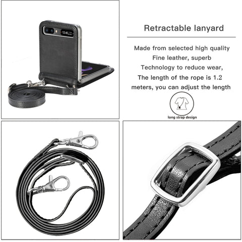 Diagonal Lanyard Embossed Card Phone Case, For Samsung Galaxy Z Flip 3 5G, For Samsung Galaxy Z Flip 5G