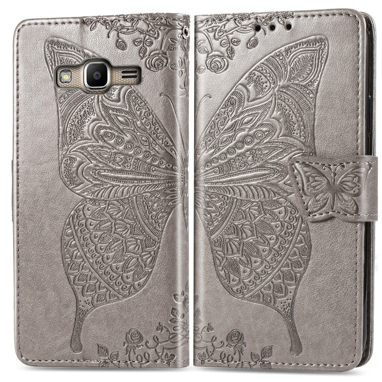 Butterfly Love Flowers Embossing Horizontal Flip Leather Case For Samsung J2 PRIME G530 with Holder & Card Slots & Wallet & Lanyard, For Galaxy J2 Prime