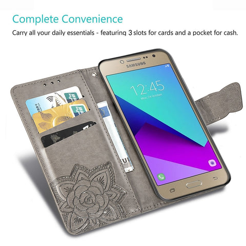 Butterfly Love Flowers Embossing Horizontal Flip Leather Case For Samsung J2 PRIME G530 with Holder & Card Slots & Wallet & Lanyard, For Galaxy J2 Prime