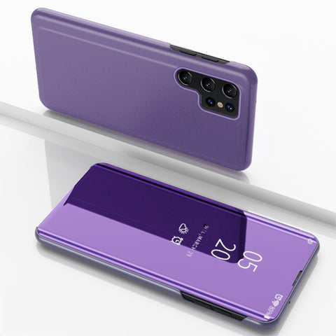 Plated Mirror Horizontal Flip Leather Case with Holder, For Samsung Galaxy S22 5G, For Samsung Galaxy S22 Plus 5G, For Samsung Galaxy S22 Ultra 5G