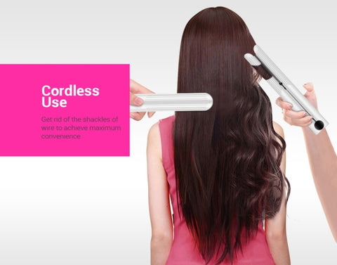 K-SKIN Portable Rechargeable Hair Straightener Curler Ceramic Iron Styling Tool Cordless Adjustable Temperature Fast Heat