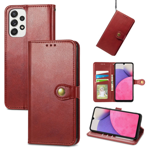 Solid Color Leather Buckle Phone Case, For Samsung Galaxy A33 5G