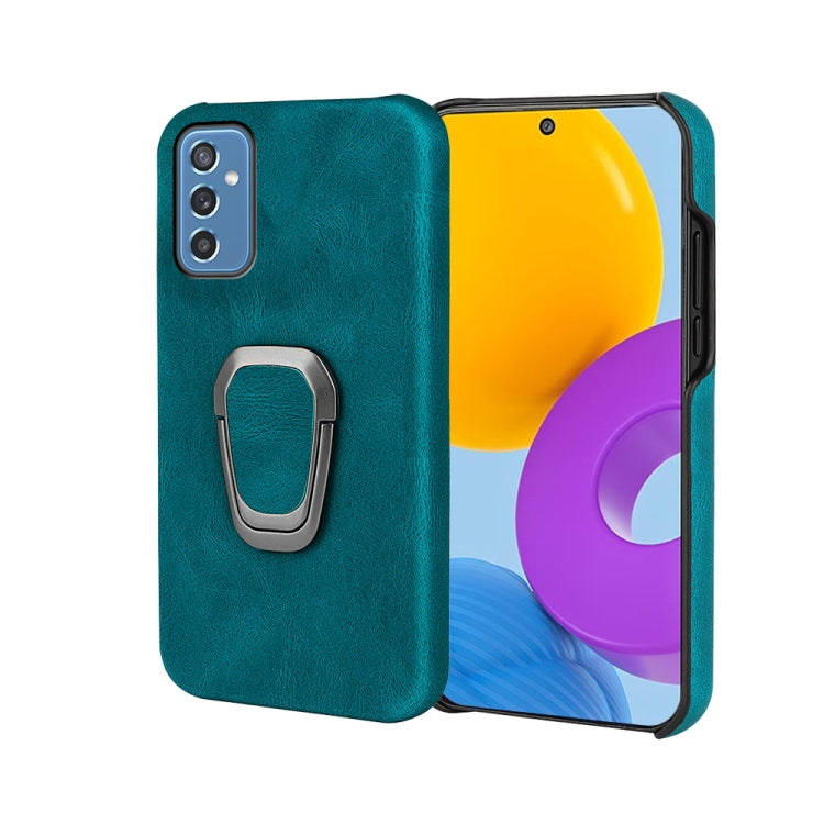 Ring Holder PU Phone Case For Samsung Galaxy M52 5G, Black, Red, Blue, Dark Green, Mint Green, Cyan, Purple