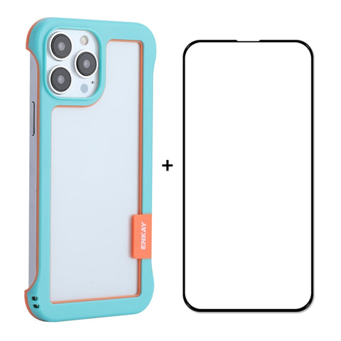 ENKAY Frameless Hollow PC Case + Glass Film for iPhone 13 Pro Max, For iPhone 13 Pro Max
